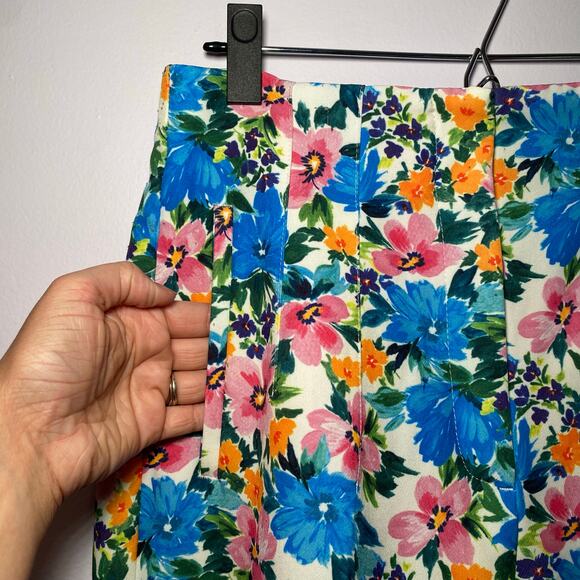 Zara Women size Large Colorful Floral High Waisted Trousers Dress Pants Pleated - Picture 3 of 11